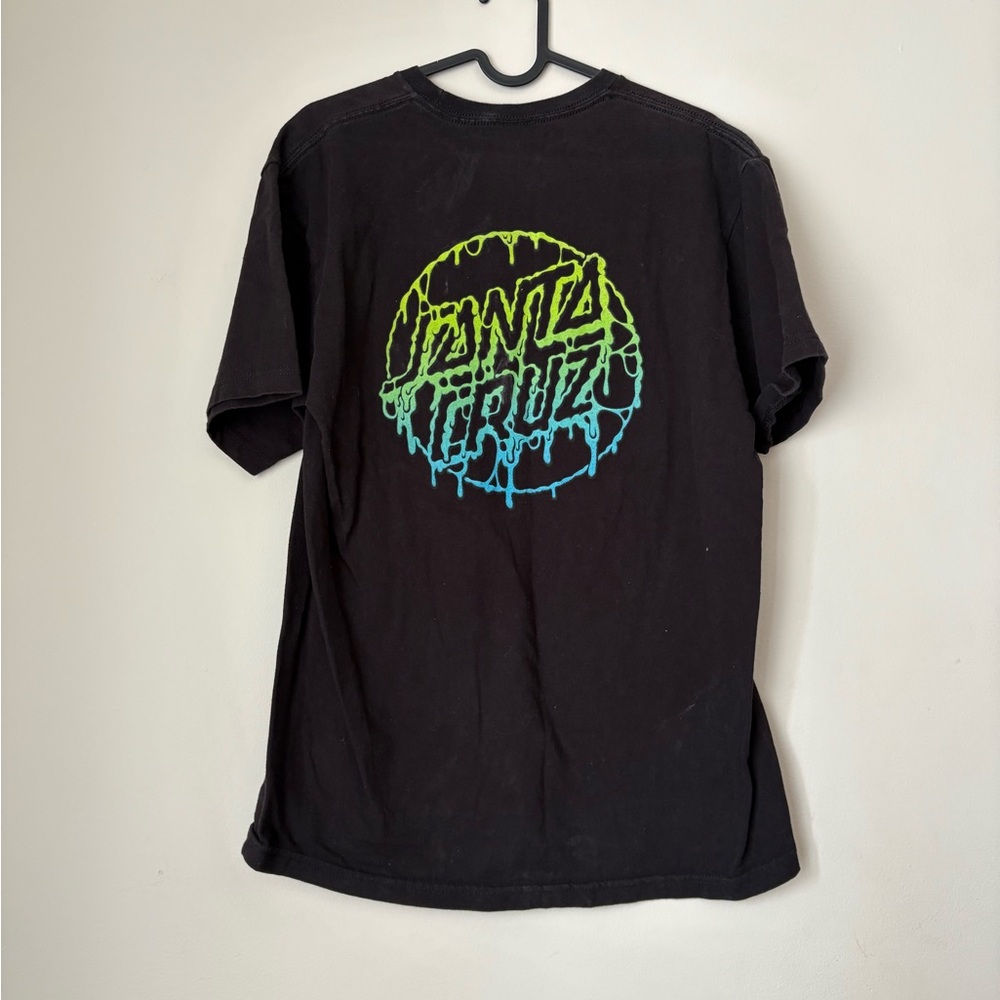 Santa Cruz Skateboards Black Tee with Neon Drip Logo men’s Medium